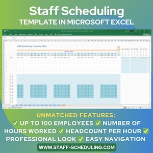 Personaleinsatzplaner - Arbeitsplaner in Excel | Verfolgen Sie die Stunden und Ressourcen Ihrer Mitarbeiter pro Stunde