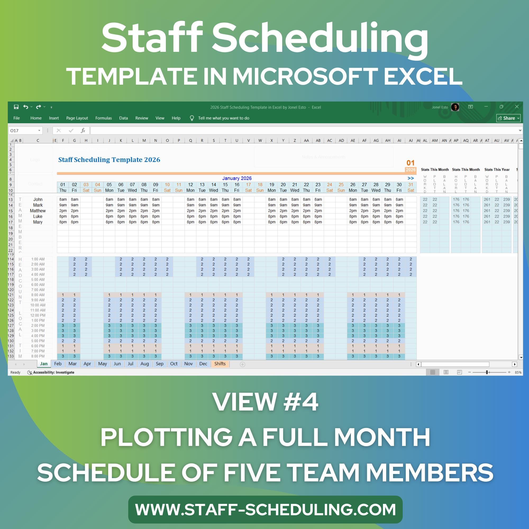 Staff Scheduling - Employee Shift Schedule Excel Template | Time ...