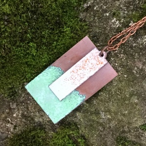Torch Enamelled Double Plate &#39;Lichen&#39; Pendant Necklace