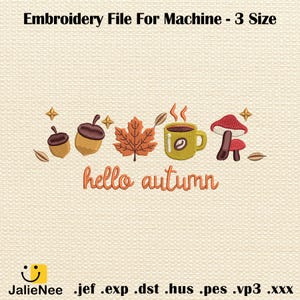 Fall Embroidery Design for Machine, Trendy Autumn Stitch File, Cute Pumpkin Ghost Embroidery Pattern, Instant Download