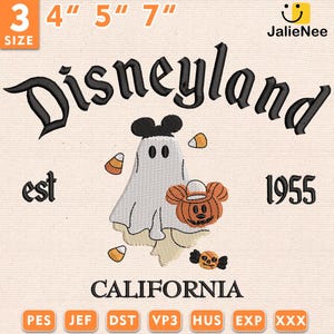 Spooky Ghost Embroidery File, Halloween Stitch Design, Haunted Park-Inspired Embroidery, Retro Halloween Art, Instant Download