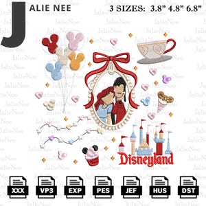 Movie Cartoon Embroidery Design, Magic Kingdom Embroidery Design, Couple Cartoon Dog Embroidery Design, Instant Download