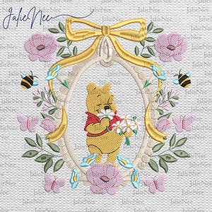 Vintage Coquette Style Embroidery Design, Family Vacation Embroidery Design, Cartoon Bear Embroidery Design, Instant Download