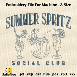 Summer Spritz Embroidery Design, Cocktails Embroidery Design, Summer Embroidery Design, Spritz Embroidery Design, Instant Download
