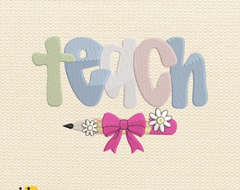 Teacher Embroidery Design, Helping Little Minds Grow Quote, Heartwork Stitch File, Back to School Teacher, Instant Download