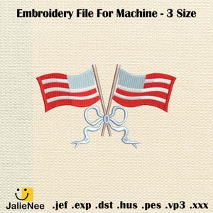 4th of July bow embroidery, embroidery patriotic Flag, coquette bow, red white and blue embroidery designs, American flag embroidery