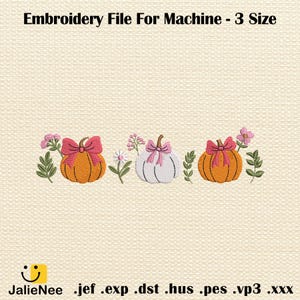 Cozy Fall Embroidery Design in 3 Sizes, Autumn Pumpkin Stitch Pattern, Machine Embroidery File, Instant Download