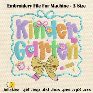Preppy Back to School Embroidery Bundle, Girly Checkered Stitch, Coquette Teacher Design, Pre-K to 3rd Grade Embroidery, Instant Download
