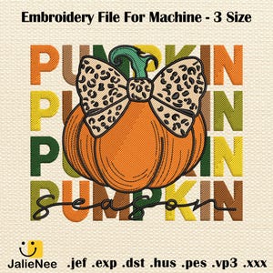 Retro Pumpkin Season Embroidery, Fall Coquette Stitch File, Autumn Girl Embroidery Design, Pumpkin Spice Embroidery, Fall Vibes Embroidery