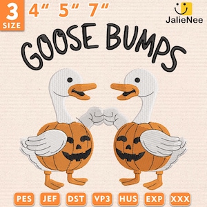 Gänsehaut Stickdatei, Halloween Stickdatei mit gruseligen Vibes und Humor für Herbst Projekte, Instant Download