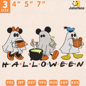 Halloween Embroidery Design, Cartoon Mouse Family Embroidery File, Halloween Gift, Halloween Cartoon Mouse Family Embroidery Design