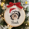 Custom Embroidered Pet Portrait Ornament, Custom Embroidered Christmas Ornament, Pet Portrait Gift for Pet Lovers, Custom Pet Christmas Gift
