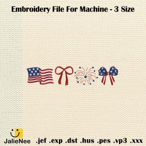 4th Of July Embroidery Design, American Coquette Bow Embroidery Design, American Girly Embroidery Design, Instant Download