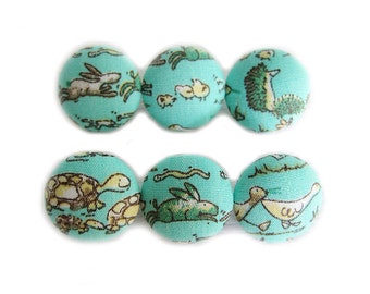 Sewing Buttons / Fabric Buttons - 6 Small Fabric Buttons Set - Little Animals for Crochet and Knitting