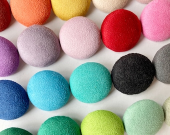 Macaroon Colors Sewing Buttons - 10 Large Fabric Buttons Set - Faux Suede Fabric Covered Buttons for Crochet and Knitting