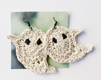 Crochet Statement Earring - Ghost - Available in Singles and Pairs