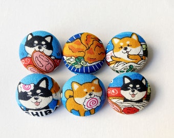 Shiba Inu Sewing Buttons / Fabric Buttons for Crochet and Knitting