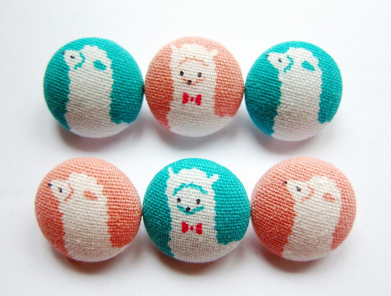 25mm Dogs 3 Handmade Fabric Covered Button Pink