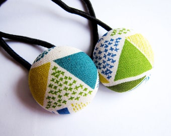 Button Ponytail Holders - Geometric Pattern - Hair Accessories / Ties and Elastics