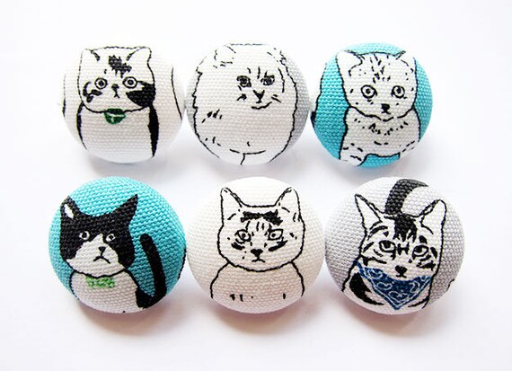 cat buttons sewing