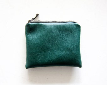 Faux Leather Zipper Coin Purse - Small - Simple and Classic Zipper Pouch in Faux Sheepskin