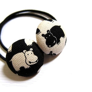 Button Ponytail Holders Twin Hippos Again Hair Accessories / Ties and Elastics image 1