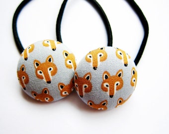 Button Ponytail Holders - Mr Fox - Hair Accessories / Ties and Elastics