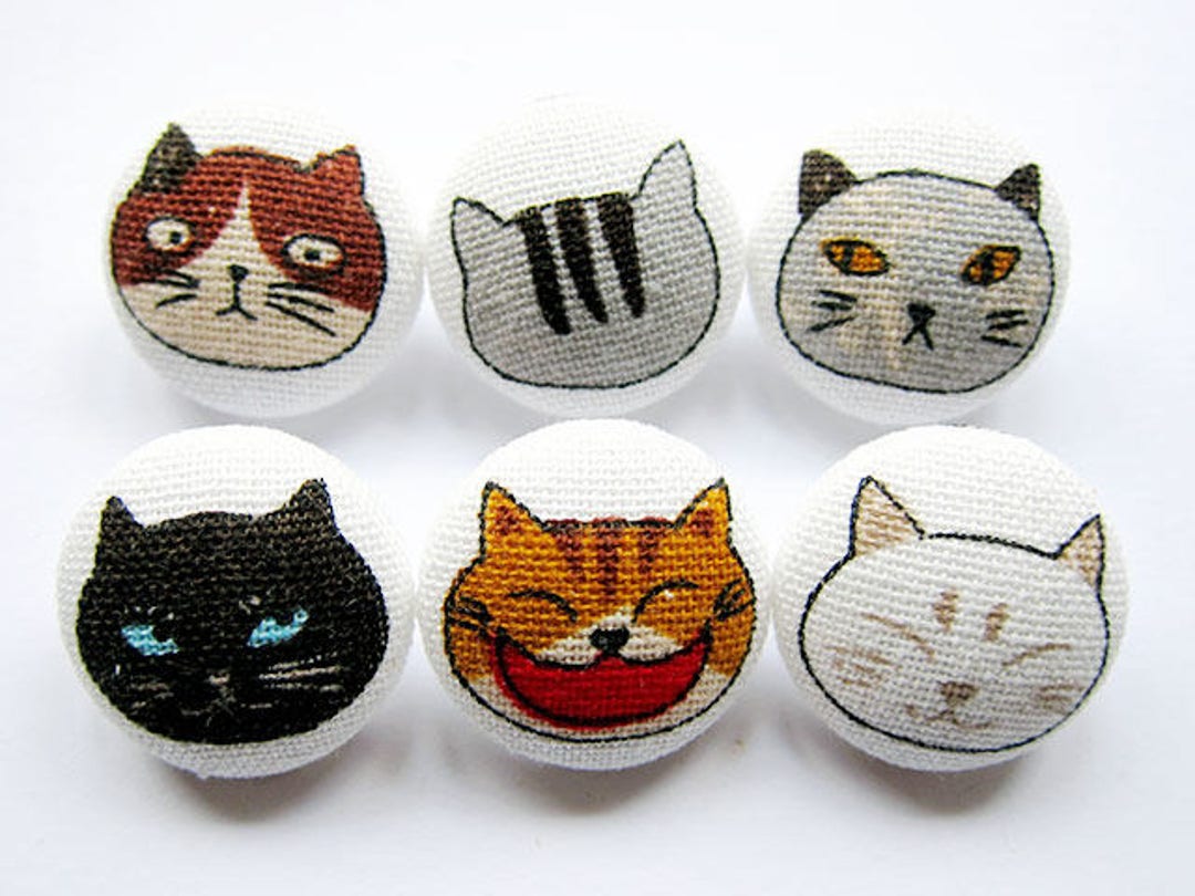 Cat Buttons Sewing Buttons / Fabric Buttons Cat Portraits Etsy