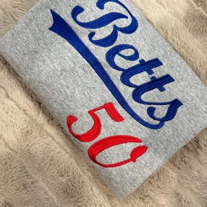 Embroidered Custom Player Dodgers Crewneck. LA Dodgers