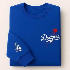 Dodgers Embroidered Sweatshirt. Add your favorite player number - sleeve Los Angeles Dodgers crewneck