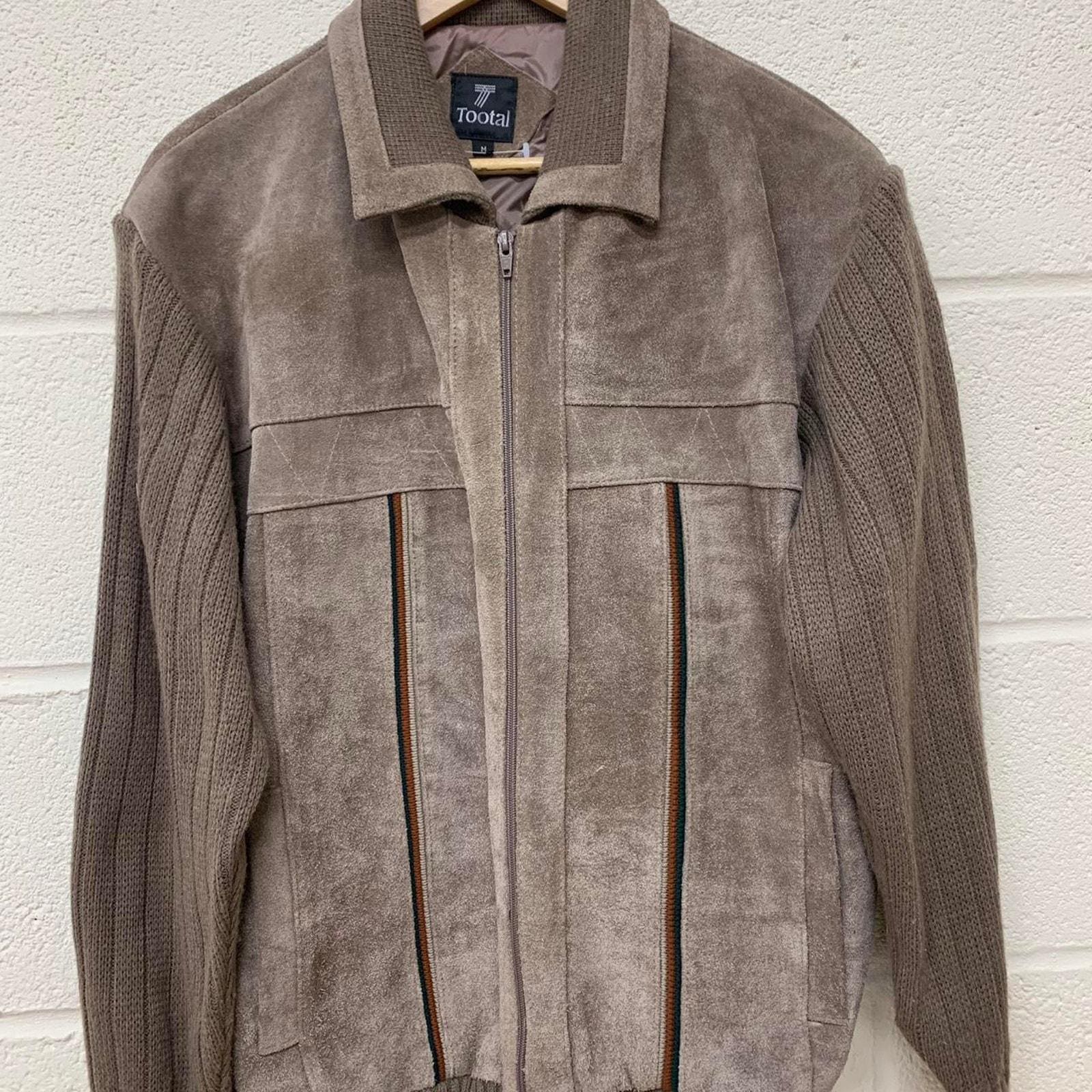 Vintage 60s/70s Brown Tan Suede Jacket Sweater by 