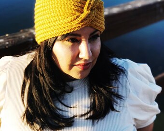 Crochet  Earwarmer, Crochet Headband, Ear warmer, Yellow Ear Warmer, Mustard Earwarmer, Free Shipping