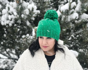 Green Hat, Green Knitted Hat, ROYGBIV Hat, Winter Hat, Knitted Winter Hat, Knitted Colorful Hat, Bright Green Hat, Free Shipping, Ready t