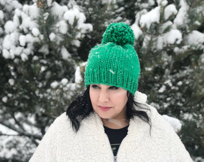 Green Hat, Green Knitted Hat, ROYGBIV Hat, Winter Hat, Knitted Winter Hat, Knitted Colorful Hat, Bright Green Hat, Free Shipping, Ready t