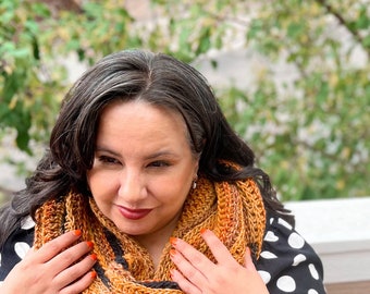 On and On Circle Scarf.  Fall Circle Scarf.  Long Scarf. Yellow Scarf.  Gradient Scarf.  Circle Scarves. Double Wrap Scarf. Free Shipping.
