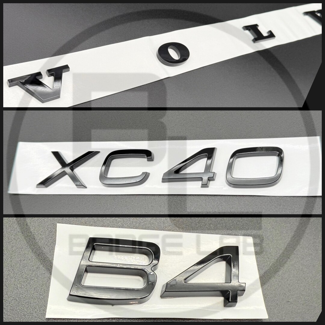 VOLVO XC40 B4 Black Gloss Lettering Badge Set for Rear Boot Tailgate ...
