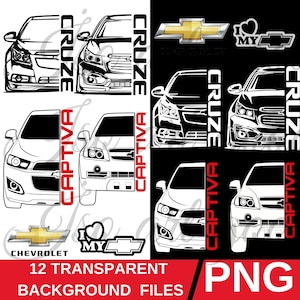 CHEVROLET / 12 PNG-Modelle mit transparenten Hintergründen, perfekt für den Sublimationsdruck, Designprojekte, Logos, Symbole und kreative Kunst.