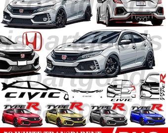 Honda Civic FC-K png-bestanden: transparante achtergronden, sublimatieprinten (digitale download)