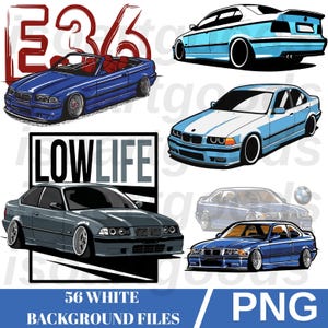 BMW E36 PNG-bilmodeller: Sublimering och design (56 filer)