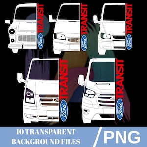 Ford TRANSIT / 10 arquivos PNG com fundos transparentes, perfeitos para impressão por sublimação, projetos de design, ícones e arte criativa.