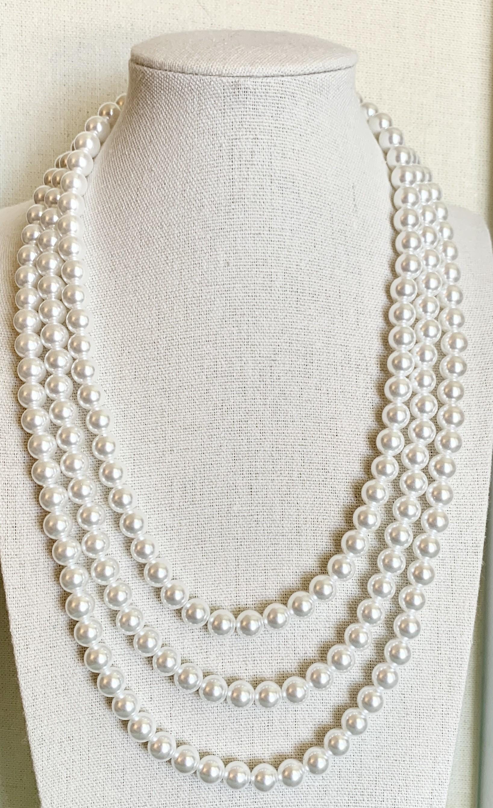 ネックレス・ペンダント [KATENKELLY] Swan Pearl Necklace Queen Elizabeth Graduated White Cream Pearl Three Triple