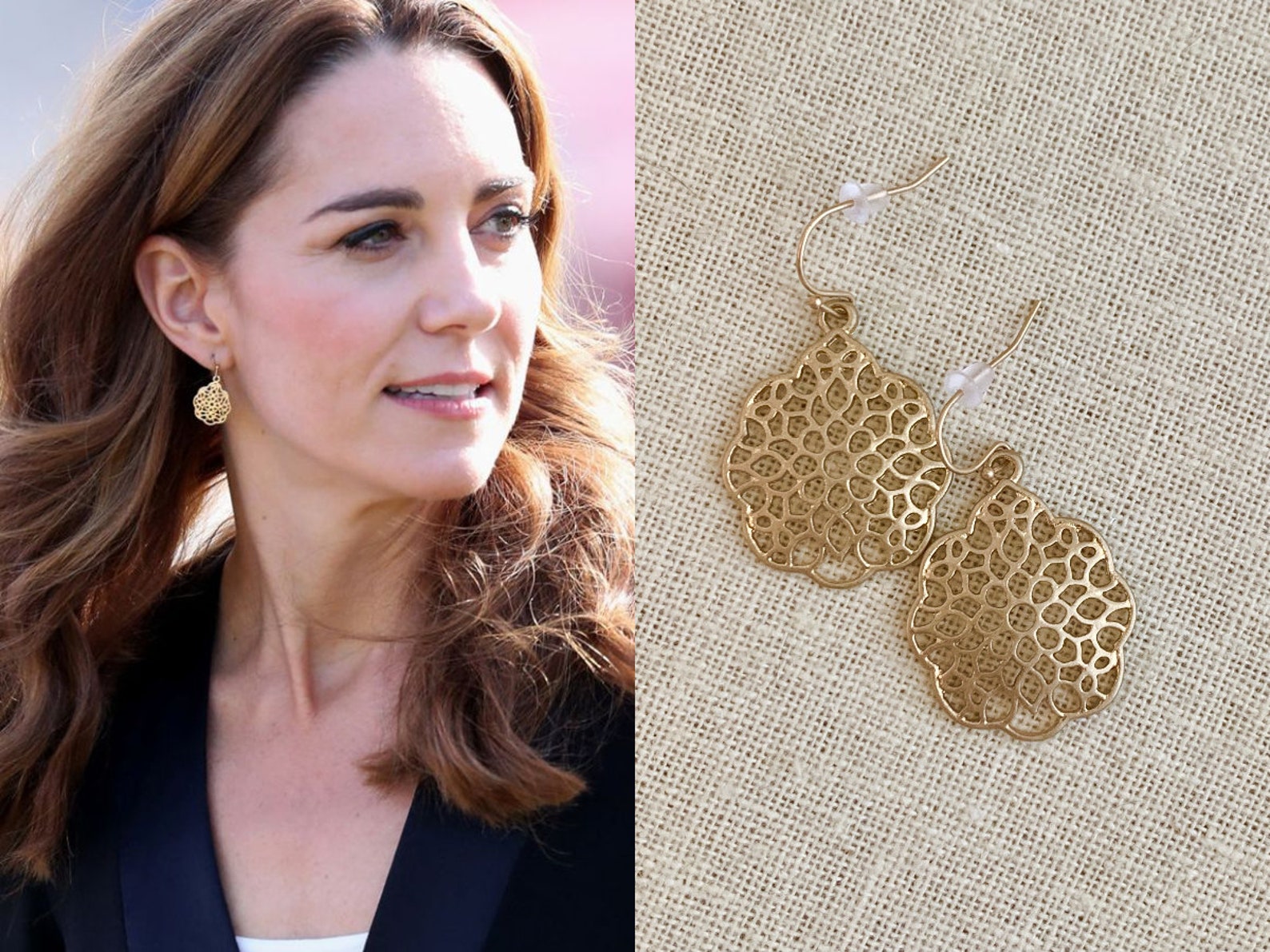 Kate Middleton Gold Filigree Round Boho Dangle Earrings | Etsy