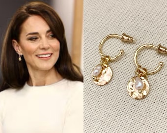Cultured Freshwater Pearl Earrings with Disk Drop Gold-plated Sterling Silver Cultured Freshwater Pearl Earrings with Disk Drop Gold-plated Sterling Silver