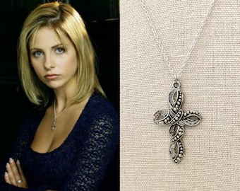 Buffy Antique Silver Beaded Cross Gothic Necklace Buffy The Vampire Slayer