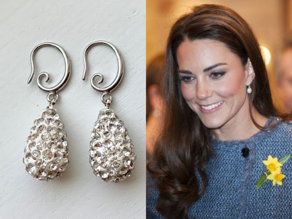 Kate Middleton Clear Crystal Pave Rhodium Silver Teardrop | Etsy