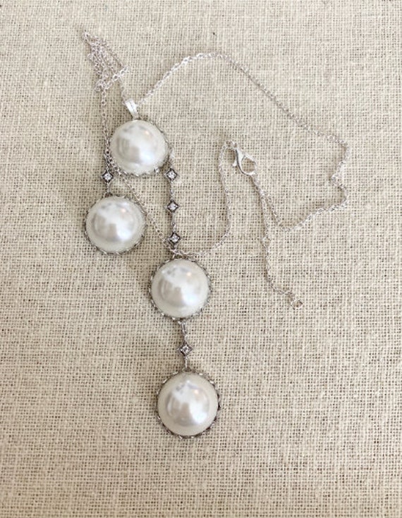 Kate Middleton White Pearl Silver Lace Setting Cubic