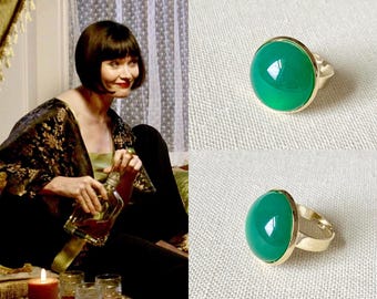 Miss Phryne Fisher Green Chrysoprase Gold Ring