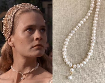Princess Bride Buttercup Genuine Freshwater Pearl Wedding Single Strand Necklace