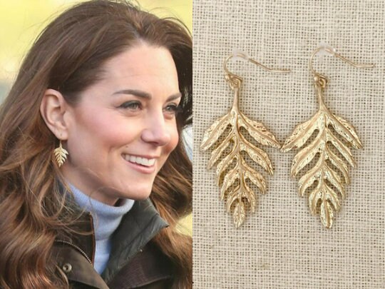 Kate middleton gold leaf earrings best sale