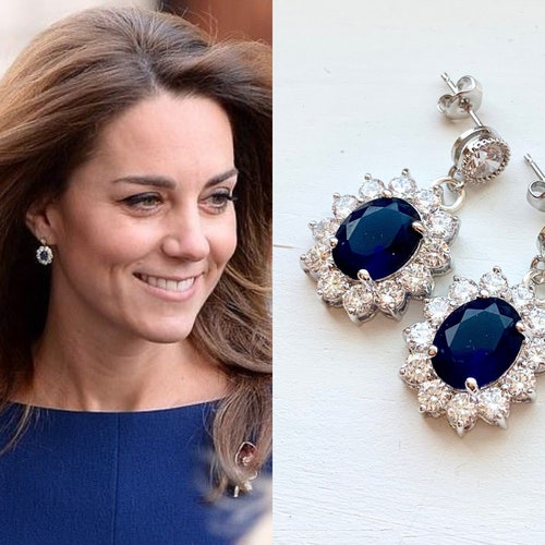 Kate Middleton Princess Diana Diamond Pearl Drop Earrings | Etsy